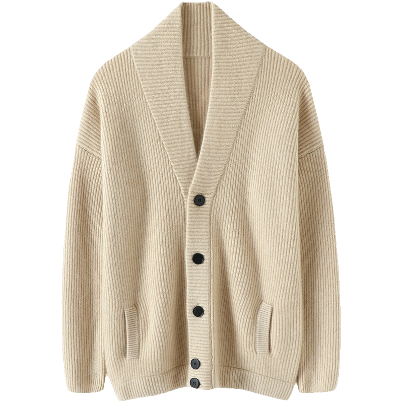 Italian designer temperament model! Thickened V lasted men's cashmere cardigan pure cashmere sweater knit jacket
