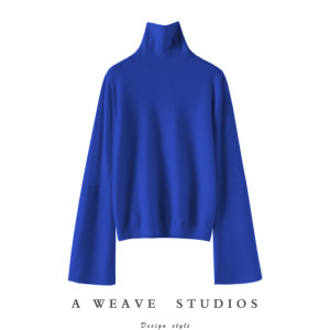 
Calm and confident~Double-layer large-sleeved turtleneck cashmere sweater for women 100 pure cashmere sweater pullover for autumn and winter