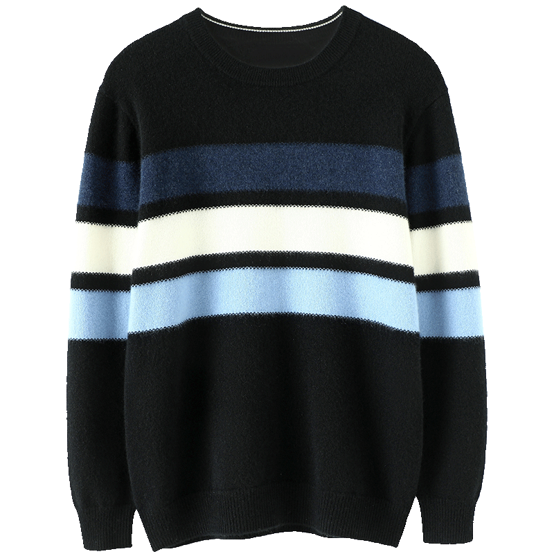 
The upper body is indeed very high-end~ Men's cashmere sweater round neck pure cashmere sweater knitted base shirt loose in autumn and winter