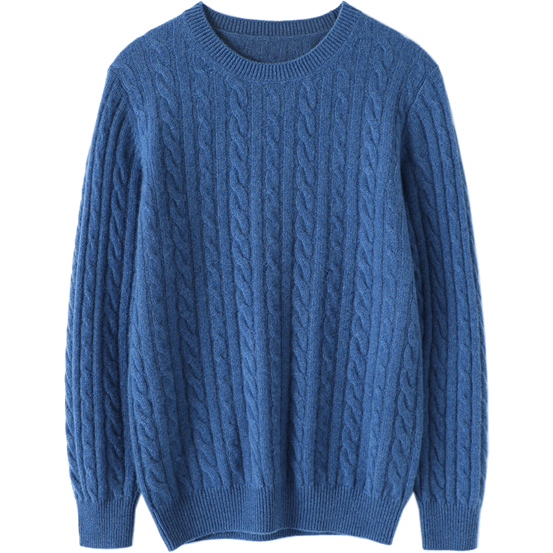 
Easy to wear and casual! Men's round neck thickened cashmere sweater women's pure cashmere sweater knitted bottoming sweater loose autumn and winter