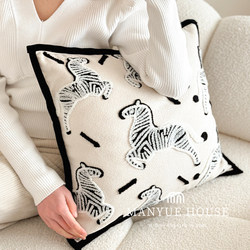 Manyuejia Light Luxury High-End Living Room Sofa Chenille Velvet Throw Pillow Cushion Lumbar Pillow Pillowcase (Core Not Included)