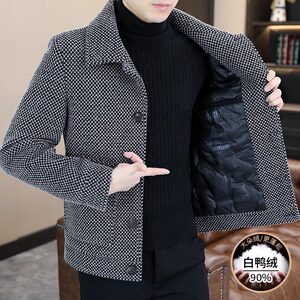 
2025 Winter New Woolen Down Jacket Men's Lightweight Short Lapel Slim Fit Warm Gold Mink Down Coat for Men