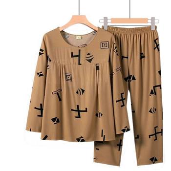 
New fashionable spring and autumn long-sleeved mother floral suit middle-aged and elderly pajamas casual home clothes grandma wears thin outerwear