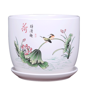 Desktop flowerpot ceramic large clearance special price with tray household balcony green apple chlorophytum comosum green plant fleshy orchid flowerpot