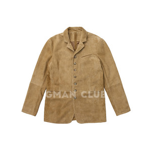 
FotiGmanClub retro horn single row multi-button suede leather suit casual leather jacket men