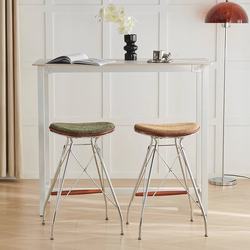 Nordic light luxury bar stool designer saddle leather high stool high chair cafe casual stainless steel bar chair