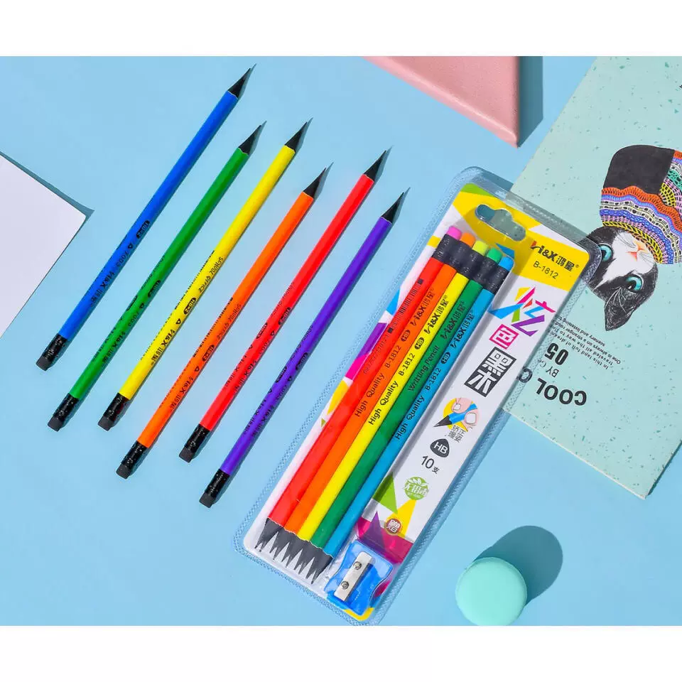 正品鸿星铅笔3006学生书写HB 2B铅笔带橡皮头无铅毒不易短芯包邮-Taobao