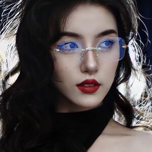 
Intelligent and pure desire rimless glasses K female internet celebrity can be matched with myopic square H-shaped gold wire trimmed elegant rimless frames for men