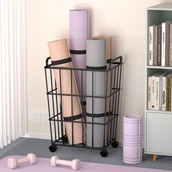 Yoga mat storage rack dirty clothes basket carpet fitness girls sports equipment sorting rack with wheeled household storage basket