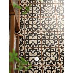 Nanyang Retro Small Floral Tiles, Non-Slip Small Floor Tiles for Kitchen, Bathroom, and Balcony, Dark-Style Ceramic Tiles for Guesthouses and Coffee Shops