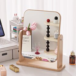 Cosmetic Mirror for Home Bedroom Dressing Table Mirror Student Dormitory Desktop Vintage Wooden Dressing Mirror Beauty Mirror
