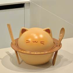Cute kitten instant noodle bowl coffee cup and saucer ceramic meal