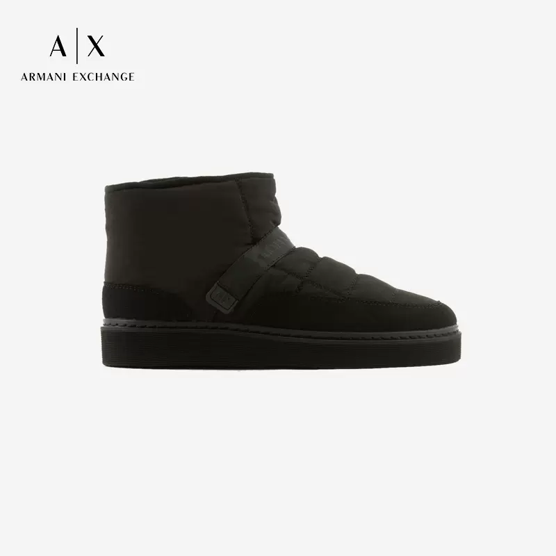 ARMANI EXCHANGE/阿玛尼男士圆头通体绗缝拼接字母饰带休闲短靴-Taobao