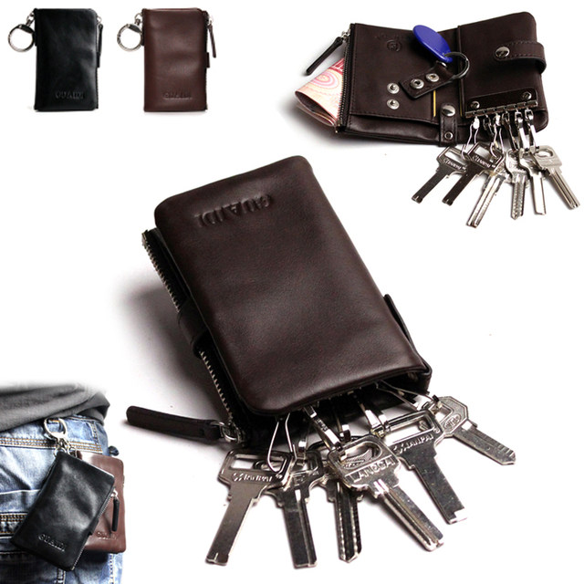 Keys Backpack Key bag men's leather large-capacity card bag female coin purse zipper ...