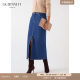 lkbennett blue denim skirt 2025 spring new front mid-slit metal buttons versatile to make you look slim