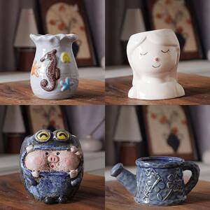 
Succulent flowerpot ceramic cute cartoon animal characters creative personality stoneware shape simple breathable desktop decoration