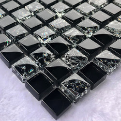 Black Mosaic Crystal Glass Background Wall Stone Nordic Entrance Swimming Pool Living Room Bathroom Tiles