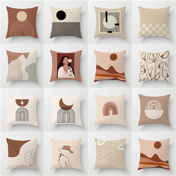 Brown ins Pillow Geometric Line Cushion Apricot Cushion B&B Sofa Backrest Office Lunch Break Pillow Cover