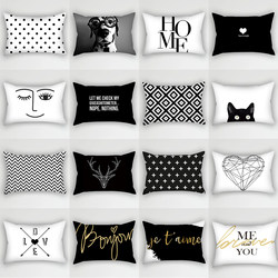 Scandinavian Double-Sided Black Text Pillowcase, Simple and Modern Sofa, Living Room Backrest Pillow, Car Waist Protector, Rectangular
