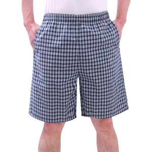 Summer pure cotton plaid beach pants male loose casual pentae pants loose waist, increase the size of home shorts thin
