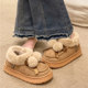 Cotton slippers for women, cute fur balls for outdoor wear in winter, indoor home, thickened plush, warm, non-slip, high-top heel cotton shoes