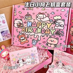 Original Birthday Puppy Airplane Box Set Cartoon High-Value Birthday Gift Card Airplane Box Large Size Gift Box