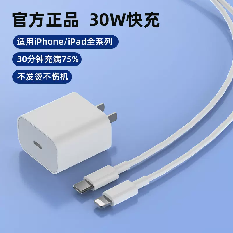 iphone充电器插头30W PD快充1.5米2米充电线套装适用苹果8plus苹果x/xr xs/11/12 MiNi/13/14Pro  Max系列iPad-Taobao