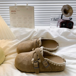 Korean Style Simple Thick-Soled Birkenstock Slippers for Women, Autumn and Winter Comfortable Non-Slip Slip-On Closed-Toe Slippers