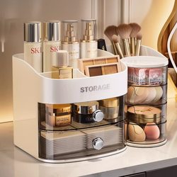 Cosmetics Storage Box, High-End Dressing Table, Lipstick, Makeup Brush Bucket, Dust-Proof, Large-Capacity Skin Care Product Storage Rack