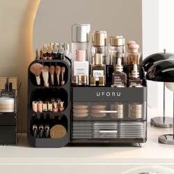 Cosmetics Storage Box, Desktop High-End Dressing Table Makeup Box, Skin Care Product Storage Rack, Makeup Brush Holder, Large Capacity