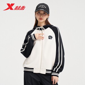 
Xtep Women's Jacket 2026 Spring New Hooded Top Knitted Cardigan Baseball Uniform Women 976328940213