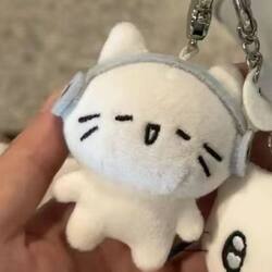 Cute Cat Earphone Plush Toy Cartoon Healing Plush Doll Xiaohongshu Same Style Doll Bag Pendant Graduation Season