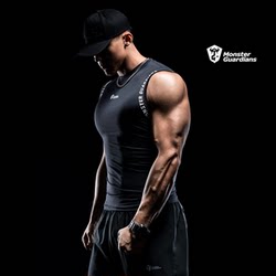 Monster Guardians Sleeveless Sports Tight-Fitting Vest for Men in Summer, Lightweight, Breathable, Elastic Compression Fitness Clothing