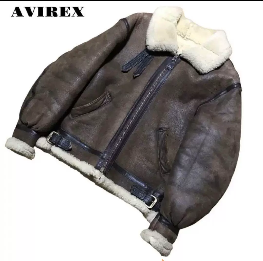 AVIREX b-3飞行夹克美国制造皮毛一体，胸围约116厘米。-Taobao