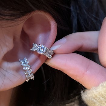 Ear cuff set for round face women without pierced ears