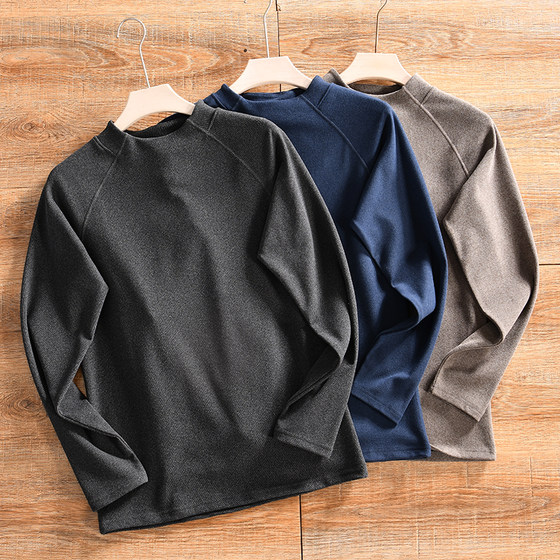 
[Japanese niche - cationic German velvet ~ foreign trade tail goods] Autumn and winter men's half turtleneck long-sleeved T-shirt bottoming shirt