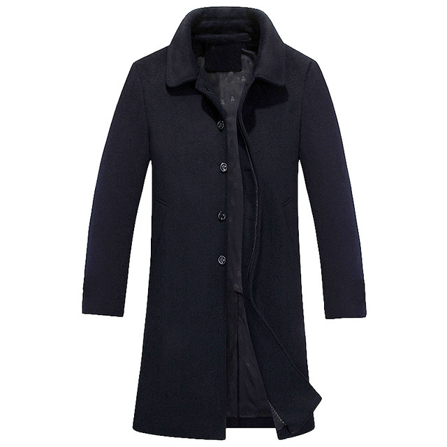 Woodpecker middle-aged and elderly cashmere coat men's long winter knee ...