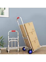 Folding Trailer Portable Stainless Steel Four-Wheel Universal Wheel Shopping Grocery Cart m Trolley Small Pull Cart Cargo