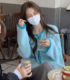 Knitted cardigan autumn and winter women's small person loose lazy style high-end blue sweater jacket gentle Korean top