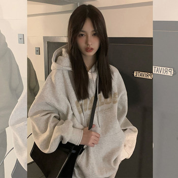 Women's spring oversize hooded sweatshirt trendy American style