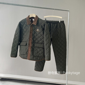 
Offline withdrawal, three-layer quilted cotton jacket, windproof, thickened, warm, anti-static, autumn and winter couple home wear pajamas