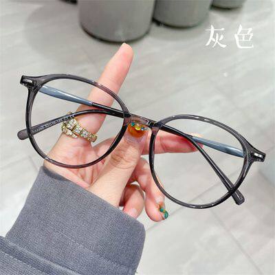 
Green frosted brown round frame myopia glasses for women with lens power and decorative eye frames for men, fashionable and retro
