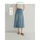 Inman retro washing cowboy skirt 2025 summer women's clothing new high-waisted slim A-line mid-length denim skirt
