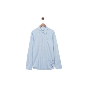 
American AE men's Oxford spun Hawaiian print splash paint washed distressed long-sleeved shirt