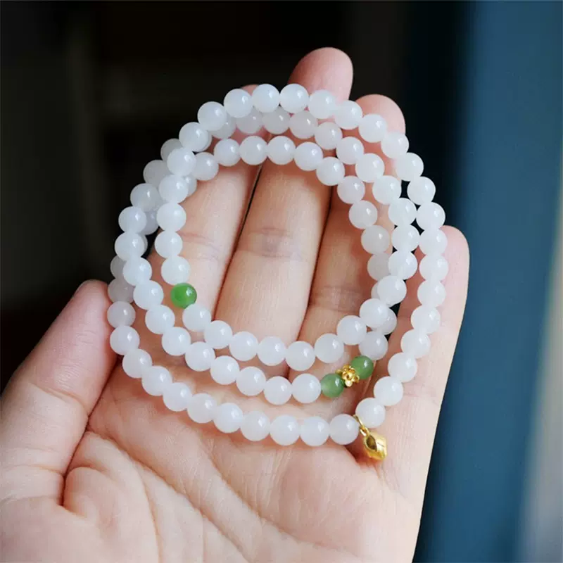 和田白玉 清時代 髮饰 天然石 白玉 正佳珠寶】和田白玉頂級新疆老礦11.8-12.2mm 和田白玉手珠正佳