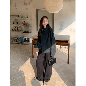 
SIXI Florentine Palette Gauze Variegated Hooded Sweater Jacket Women's Autumn Loose Lazy Top