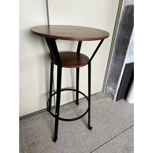 Clearance price, foreign trade original American iron and wood two-layer round table, simple assembly, diameter 55cm, height 100cm