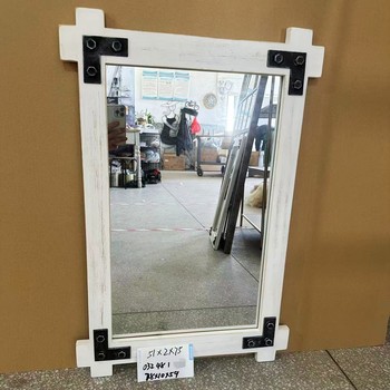 
American retro wooden frame rectangular wall-mounted mirror