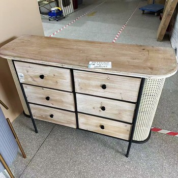 
American retro iron wooden six-drawer storage cabinet