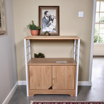 
Simple iron wooden double door cabinet storage cabinet